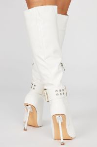 Liberty Buckle Knee Hight Boots - White sold by Fashion Nova