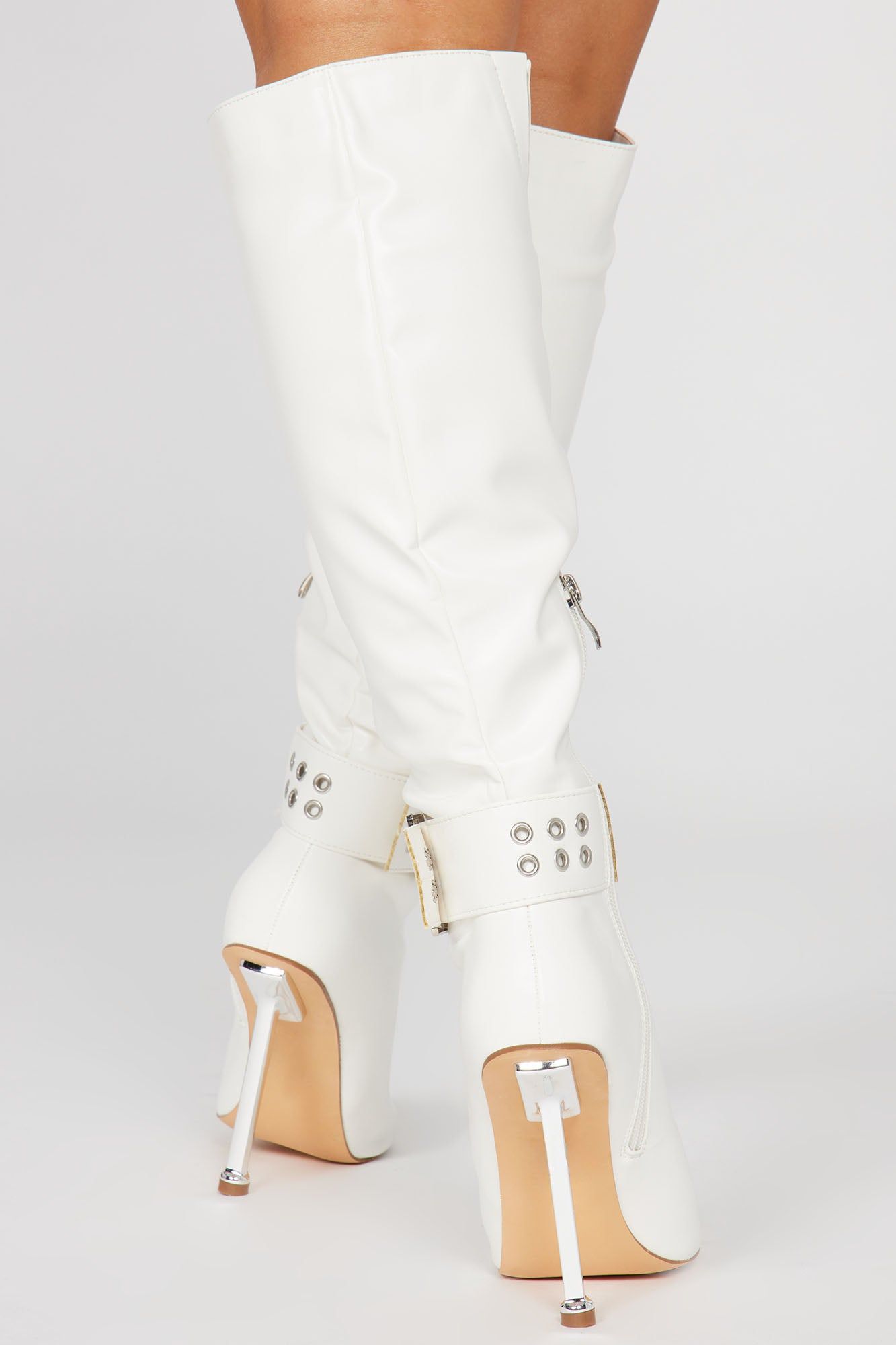 Liberty Buckle Knee Hight Boots - White sold by Fashion Nova product image thumbnail 4