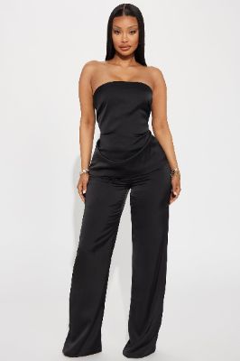 Natasha Satin Pant Set - Black sold by Fashion Nova