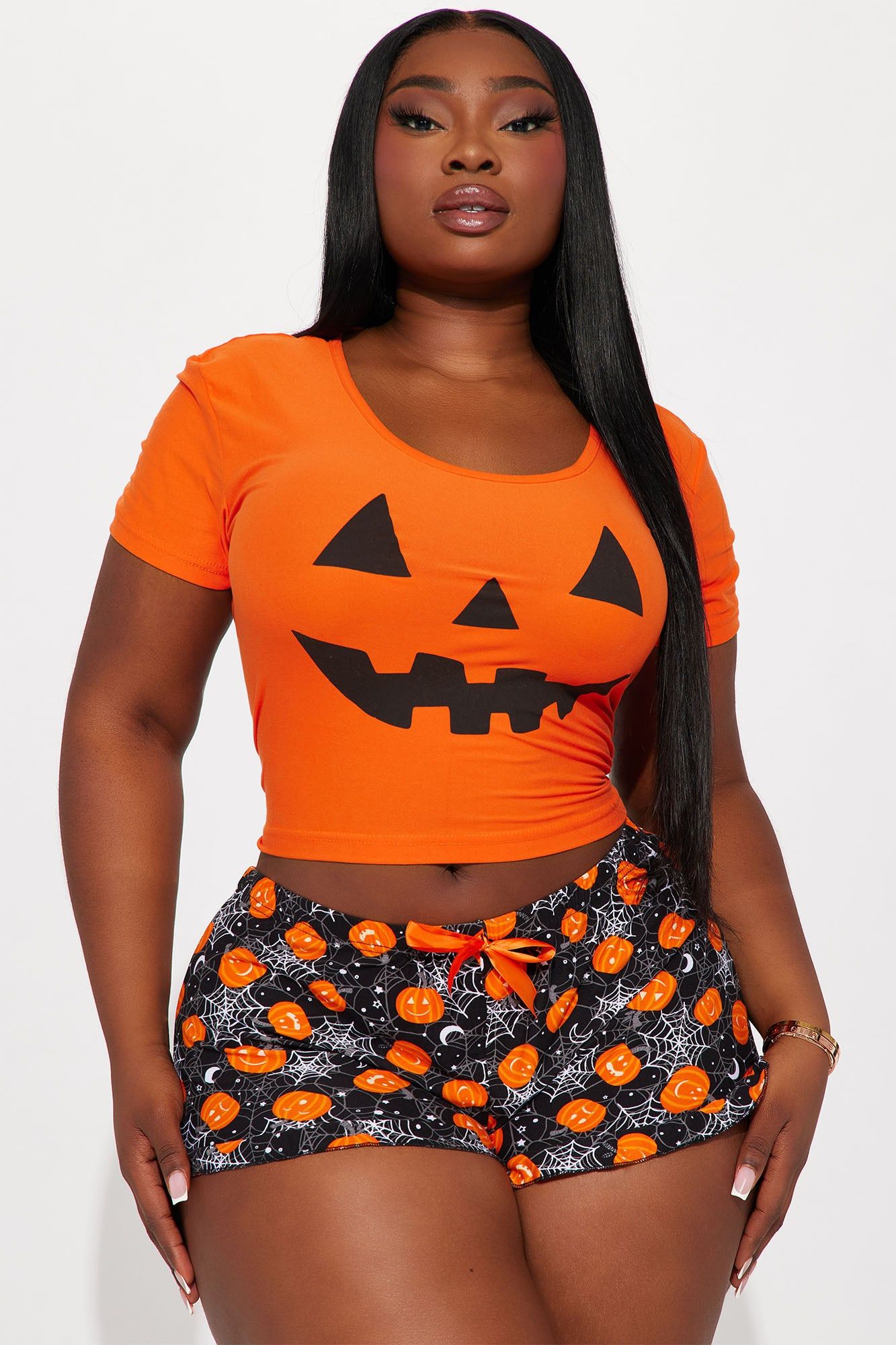 Pumpkin Party PJ Short Set - Orange/combo sold by Fashion Nova product image thumbnail 5