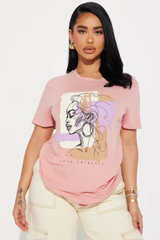 Love Yourself Graphic Tshirt - Mauve sold by Fashion Nova