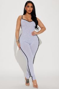 Love To Dream Jumpsuit - Heather Grey sold by Fashion Nova