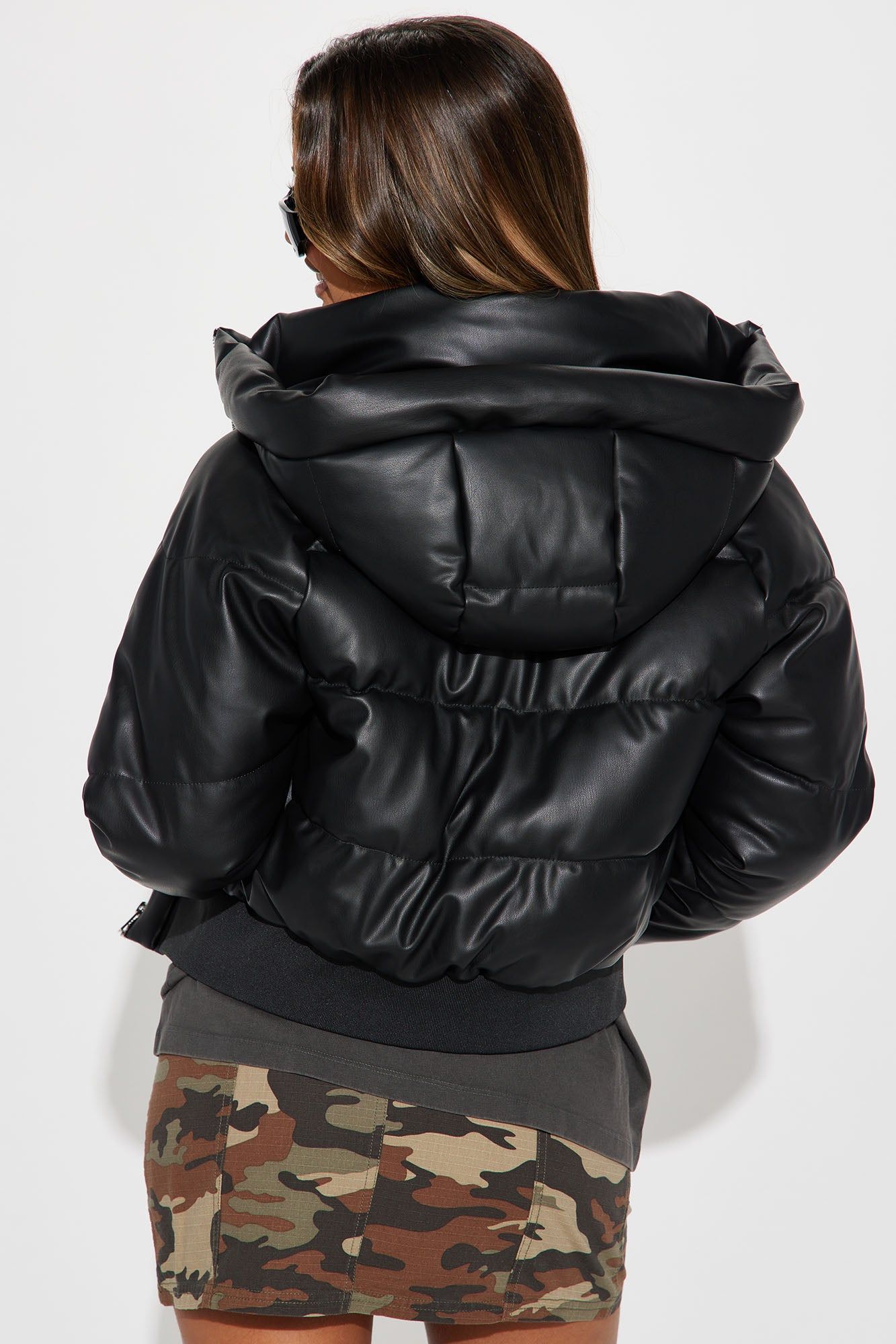 Got Her Own Faux Leather Puffer - Black sold by Fashion Nova product image thumbnail 3