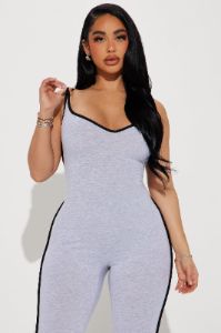 Love To Dream Jumpsuit - Heather Grey sold by Fashion Nova