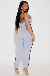 Love To Dream Jumpsuit - Heather Grey sold by Fashion Nova