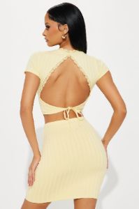 Alissa Ribbed Skirt Set - Yellow sold by Fashion Nova