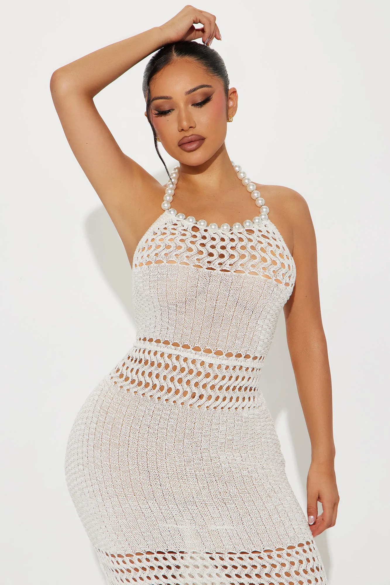 Sierra Pearl Crochet Maxi Dress - White sold by Fashion Nova product image thumbnail 2