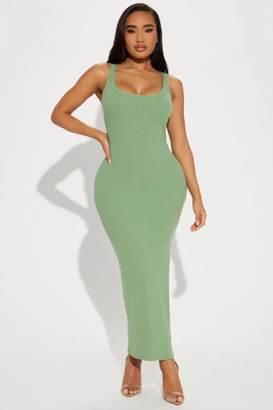 Meli Ribbed Maxi Dress - Green sold by Fashion Nova