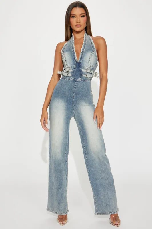 Demie Denim Jumpsuit - Medium Wash sold by Fashion Nova