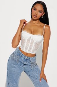 Aurora Lace Corset Top - Ivory sold by Fashion Nova