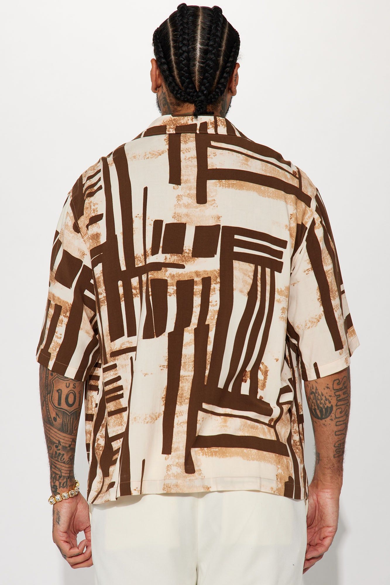 Messer Button Up Shirt - Brown/combo sold by Fashion Nova product image thumbnail 4