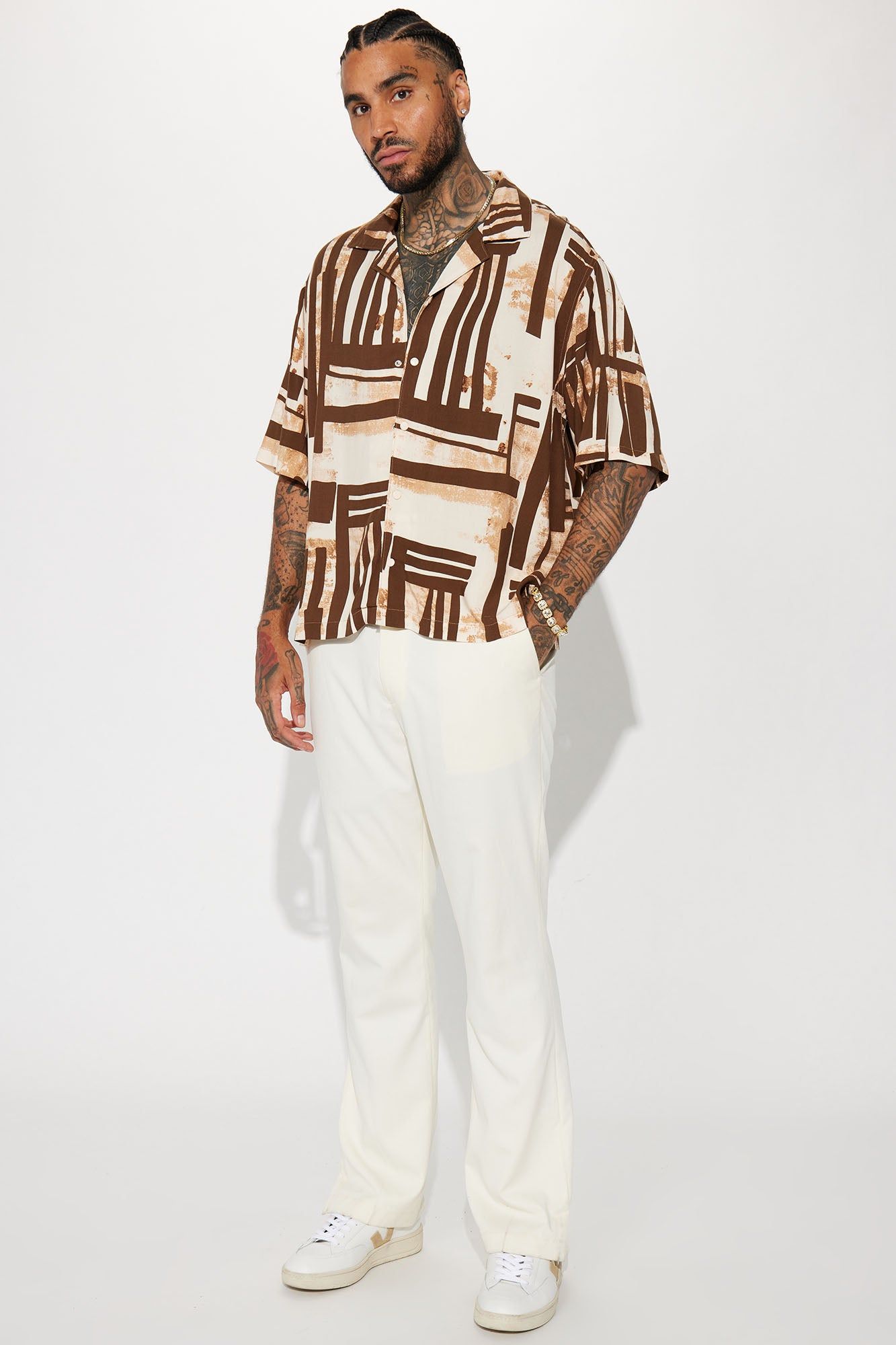 Messer Button Up Shirt - Brown/combo sold by Fashion Nova product image thumbnail 3