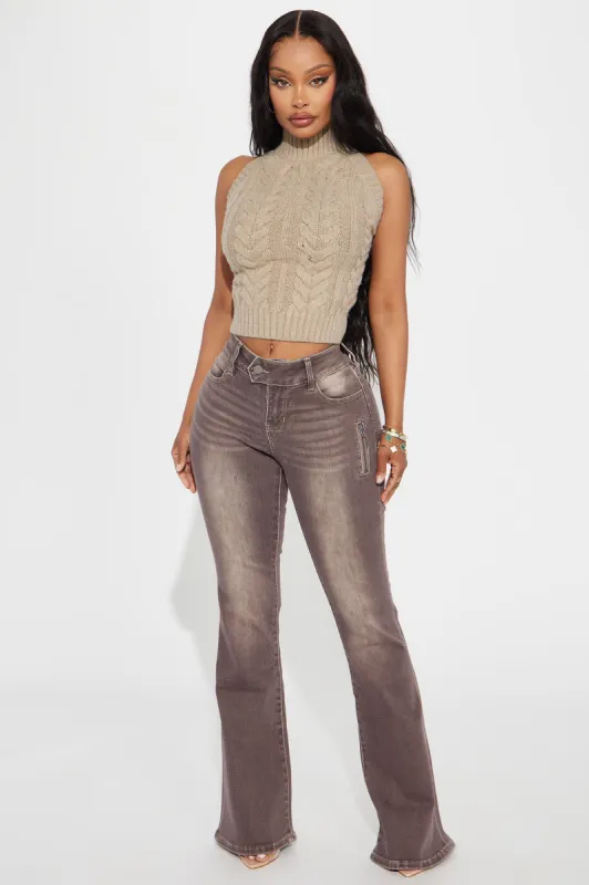 Eva Low Rise Flare Pant - Chocolate sold by Fashion Nova