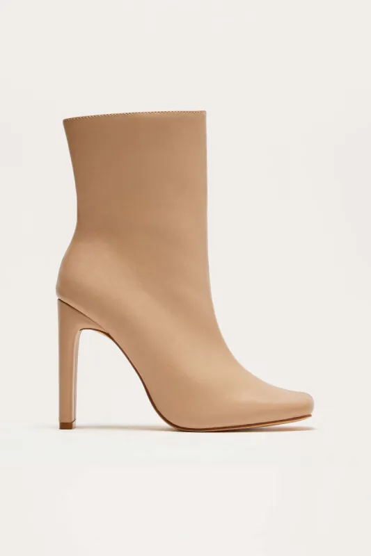 Always Classy Square Toe Booties - Nude sold by Fashion Nova