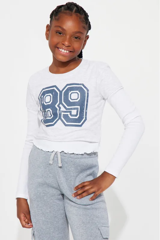 Mini 89 On The Field Boxy Graphic Tee - Heather Grey sold by Fashion Nova
