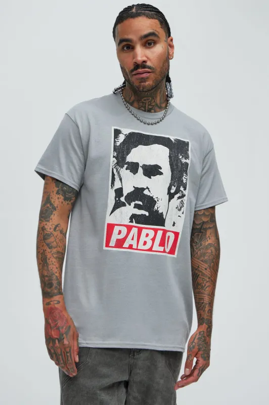 Pablo Escobar Close Up Short Sleeve Tee - Grey sold by Fashion Nova