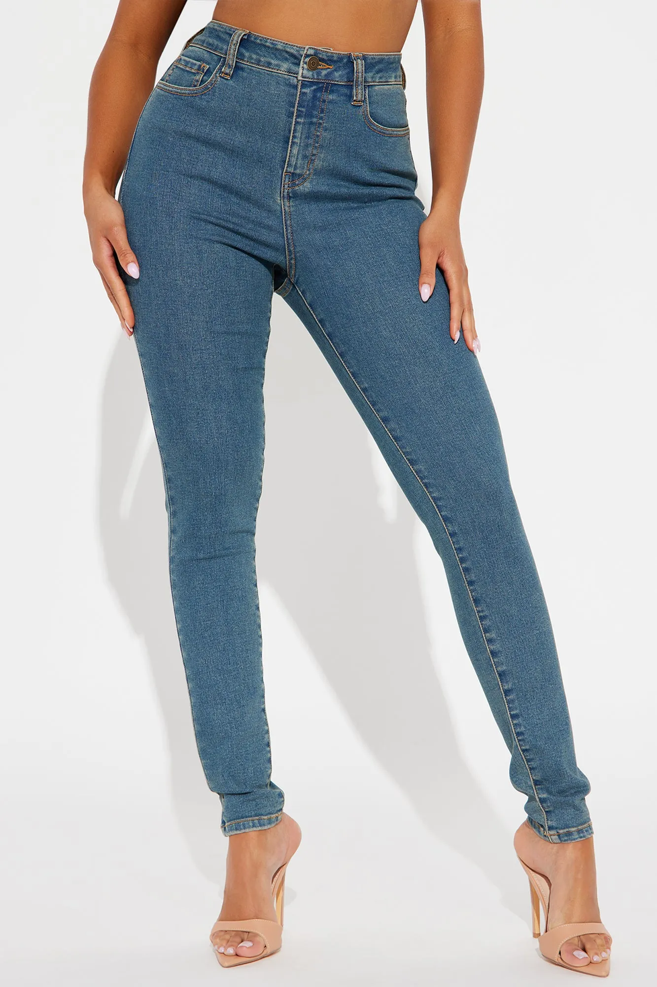 If You Wanna Stretch Skinny Jeans - Medium Wash sold by Fashion Nova