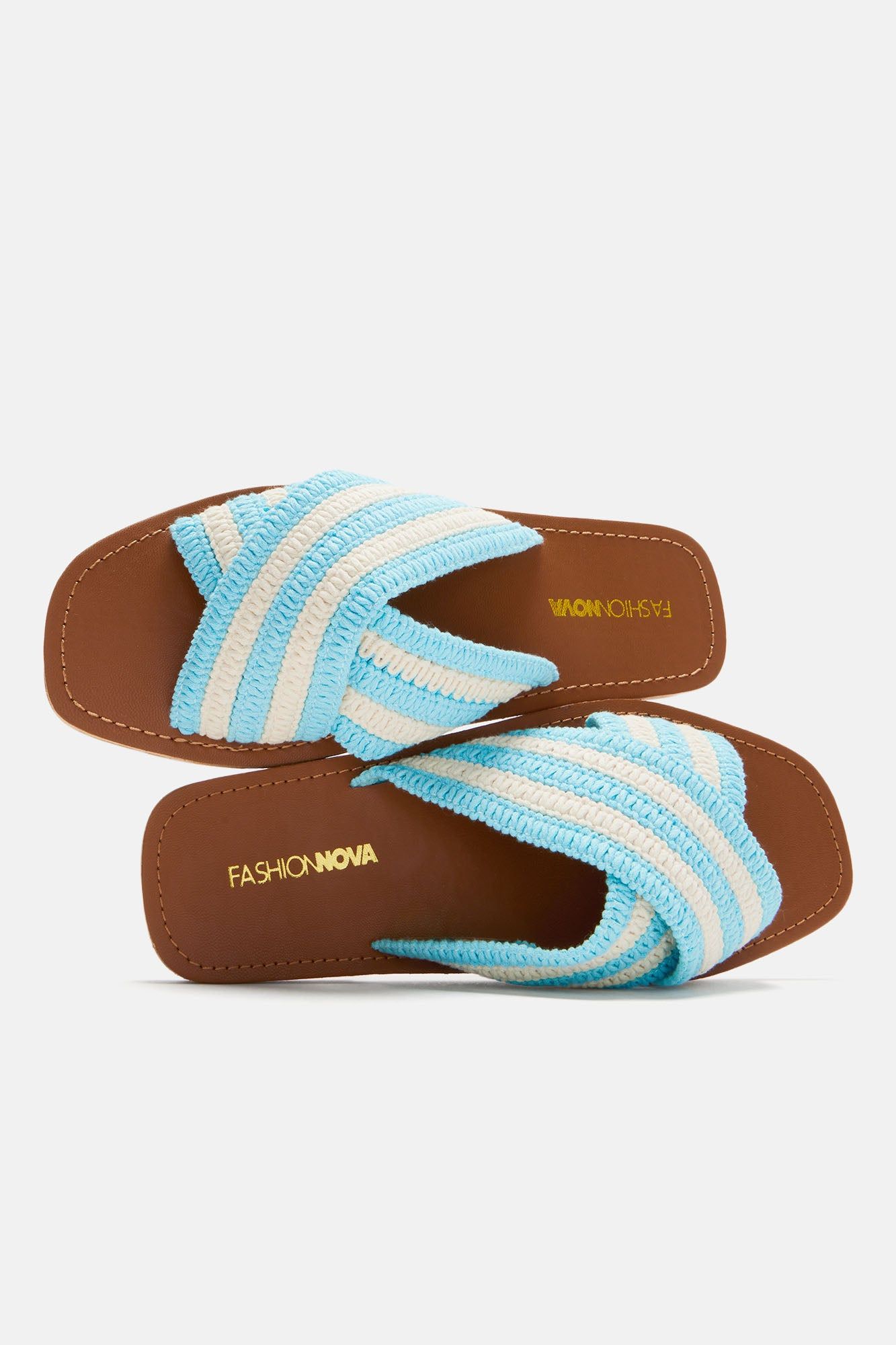 More To It Crochet Flat Sandals - Blue sold by Fashion Nova