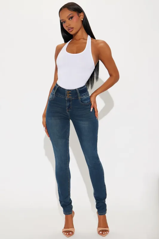 Tall Got Something To Say Stretch Sculpting Skinny Jeans - Dark Wash sold by Fashion Nova