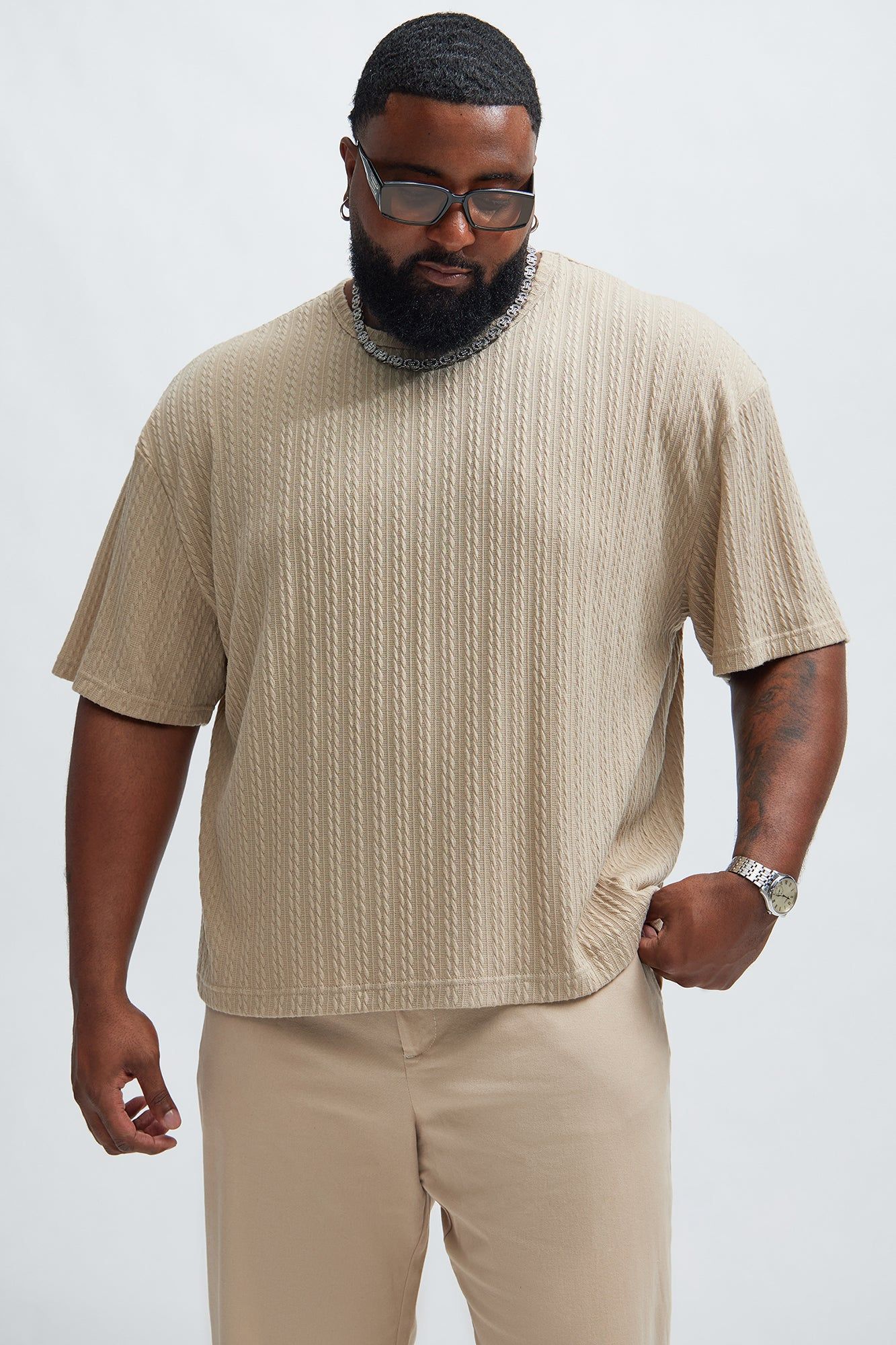 Kellen Textured Relaxed Tee - Tan sold by Fashion Nova product image thumbnail 5