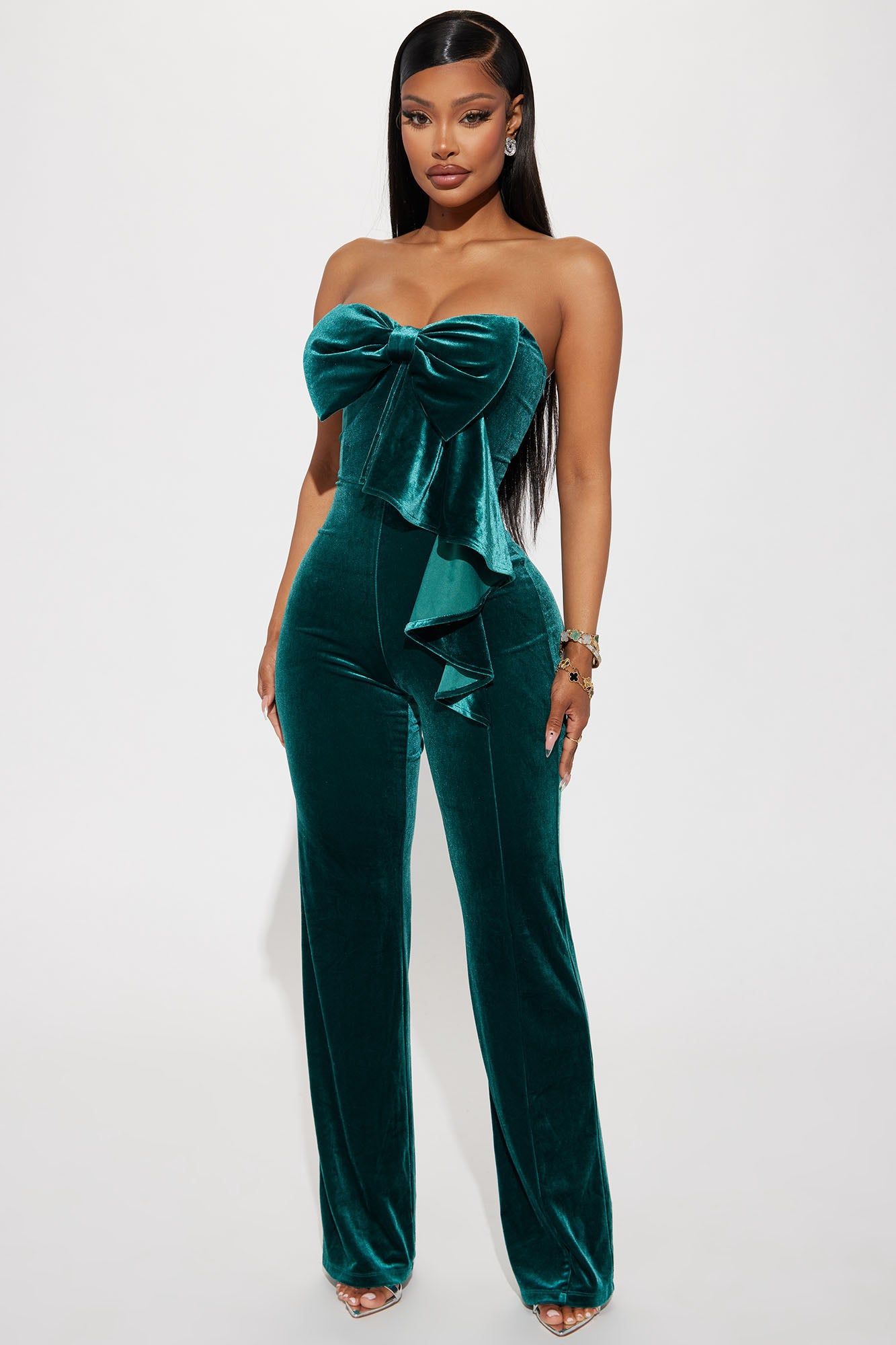 Your Favorite Gift Velvet Jumpsuit - Emerald sold by Fashion Nova