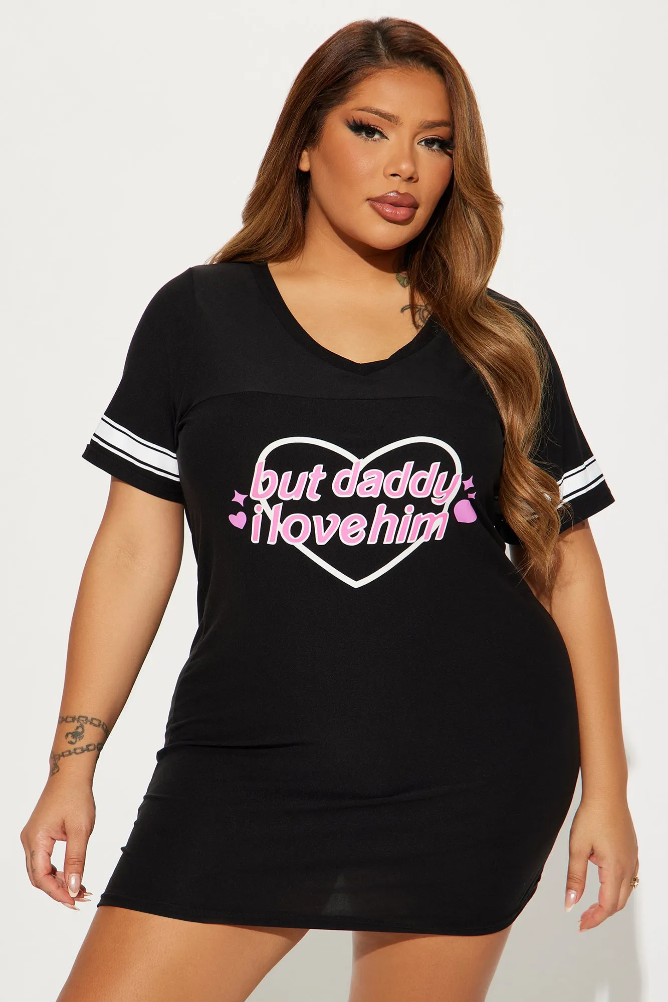 But I Love Him PJ Sleep Shirt - Black sold by Fashion Nova product image thumbnail 4
