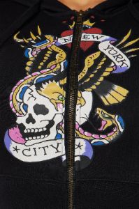 Ed Hardy NYC Zip Front Hoodie - Black sold by Fashion Nova