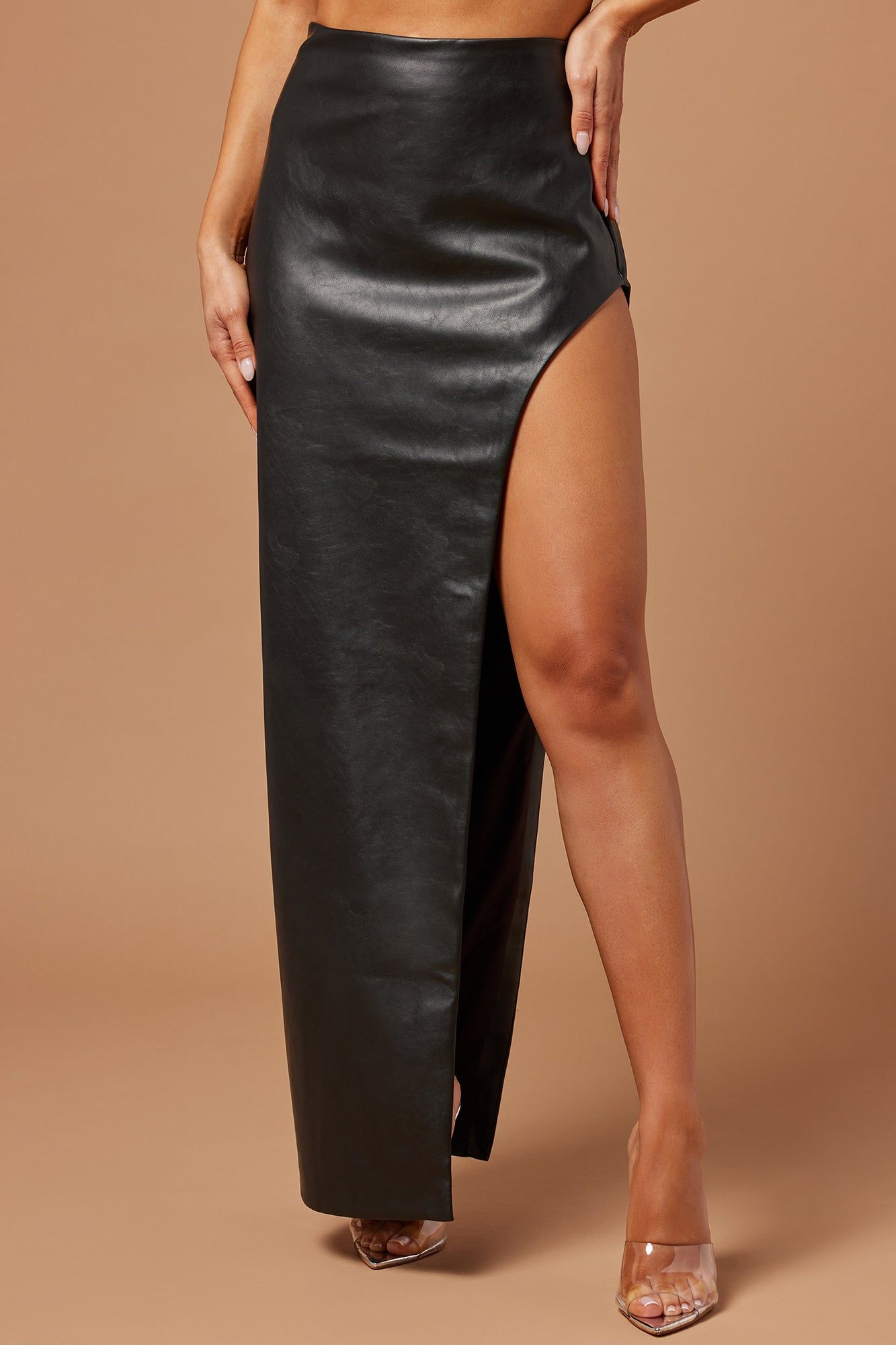 Presley Faux Leather Maxi Skirt - Black sold by Fashion Nova product image thumbnail 2