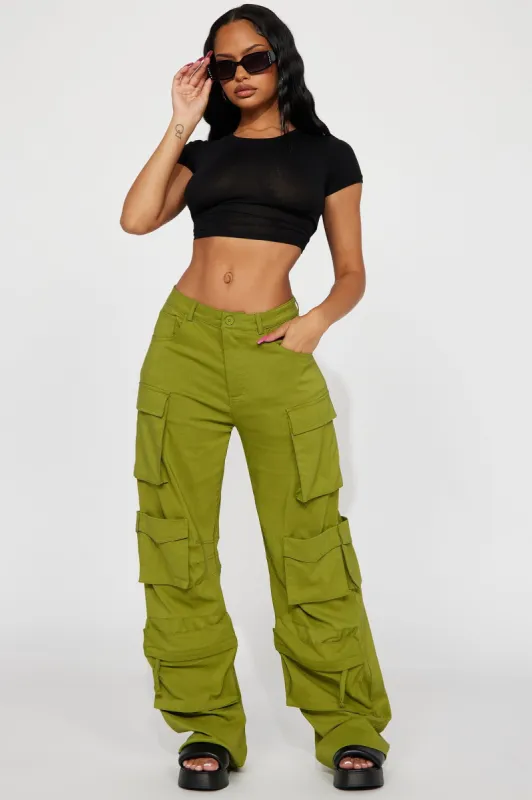 Walk On By Cargo Pant - Green sold by Fashion Nova