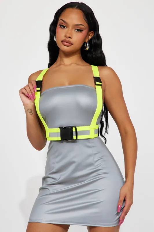 Nora Reflective Mini Dress - Grey sold by Fashion Nova