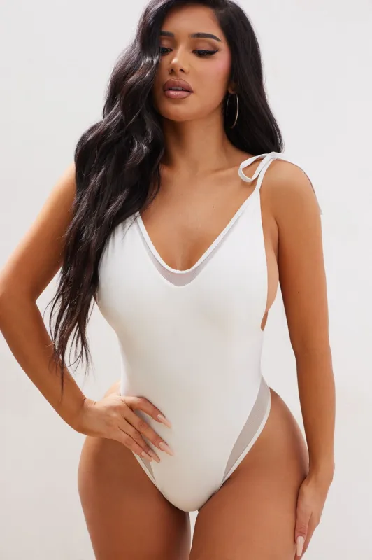 Summer Illusion Mesh Cutout 1 Piece Swimsuit - White sold by Fashion Nova