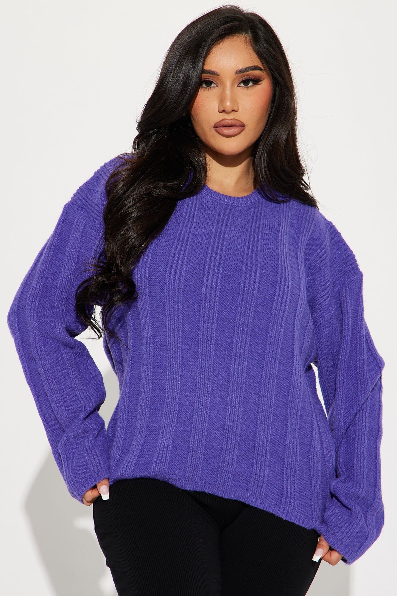 Out And About Sweater - Purple sold by Fashion Nova
