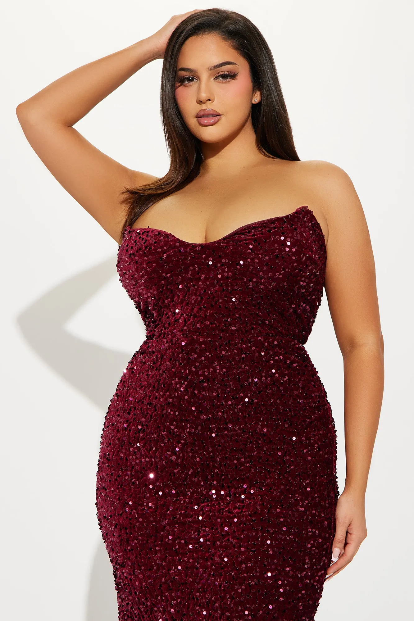 Noir Hour Velvet Sequin Gown - Burgundy sold by Fashion Nova product image thumbnail 5