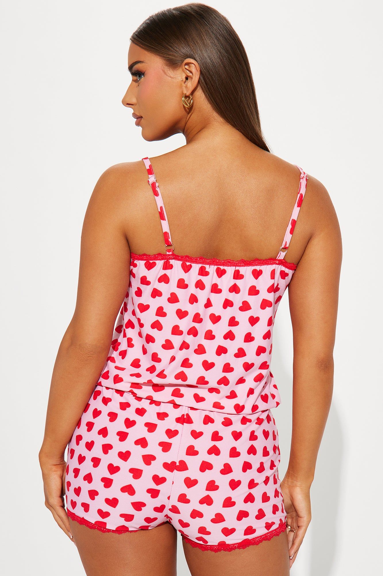 It's All Love Cami PJ Romper Onesie - Red/combo sold by Fashion Nova product image thumbnail 4