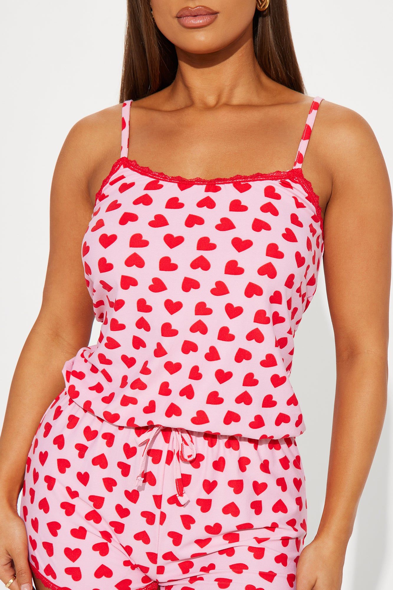 It's All Love Cami PJ Romper Onesie - Red/combo sold by Fashion Nova product image thumbnail 3