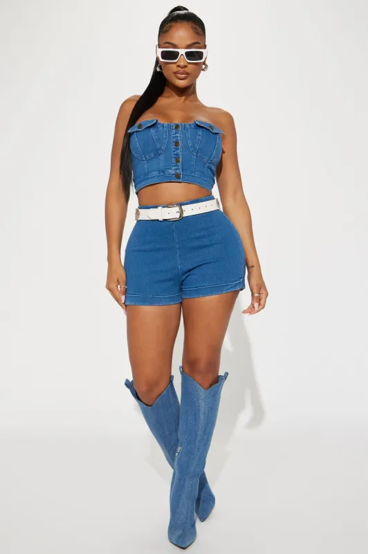 Sammy Denim Short Set - Medium Wash sold by Fashion Nova