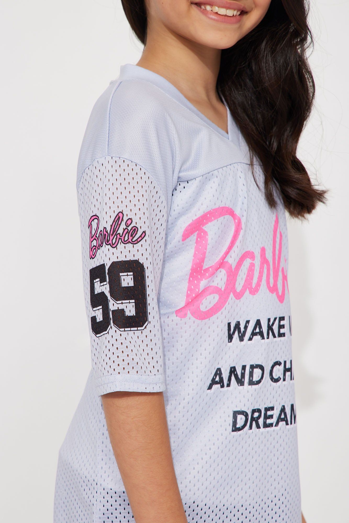 Mini Barbie Wake Up And Chase Dreams Tee - Silver sold by Fashion Nova product image thumbnail 4