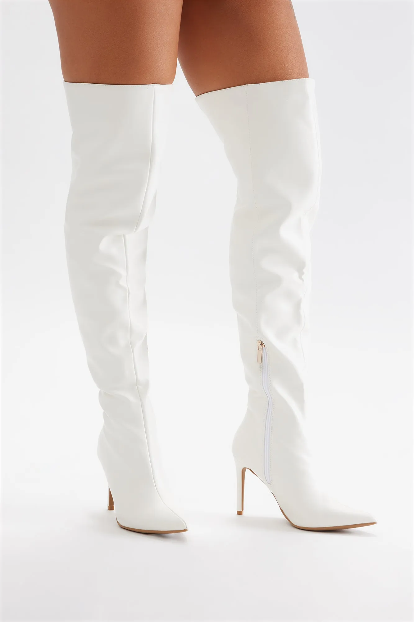Gene Thigh High Boots - White sold by Fashion Nova product image thumbnail 5