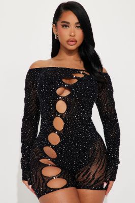 Out Of Touch Seamless Romper - Black sold by Fashion Nova