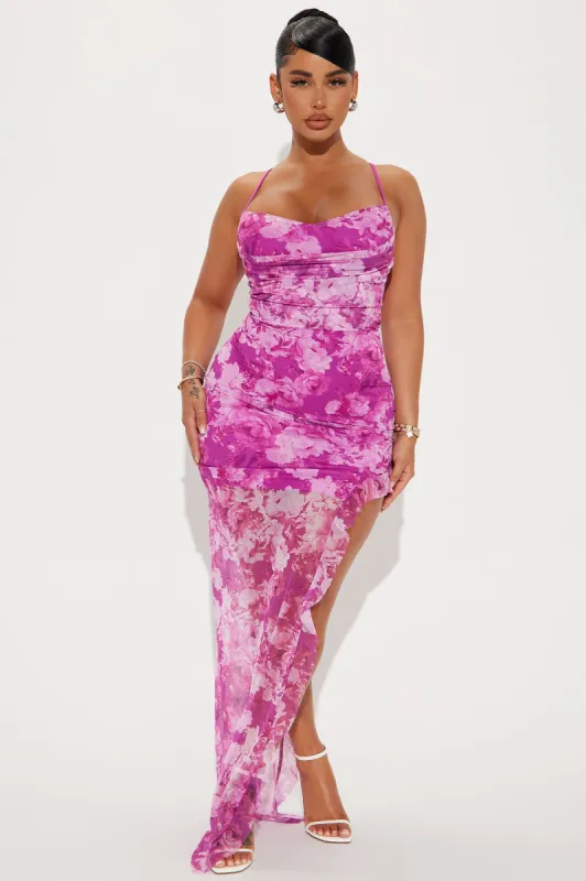Roses And Love Maxi Dress - Fuchsia sold by Fashion Nova
