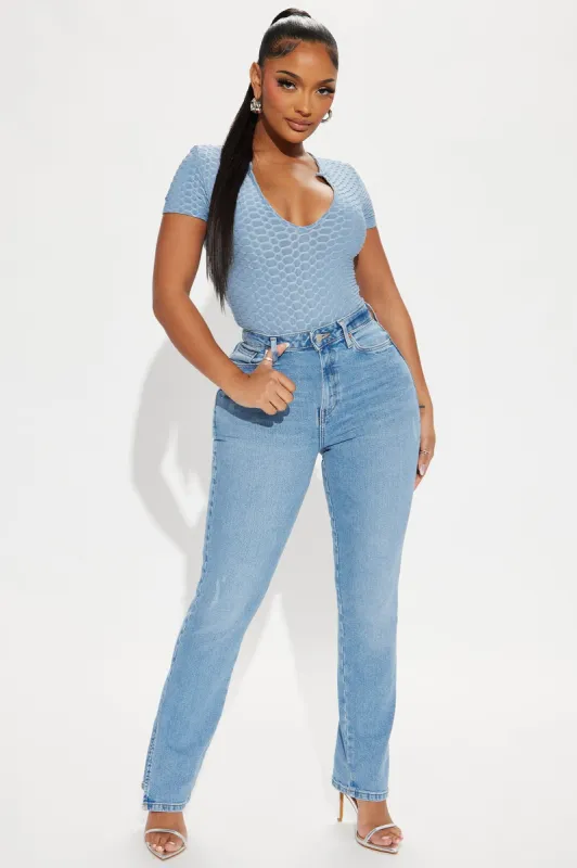 Missed Your Call Bodysuit - Denim sold by Fashion Nova