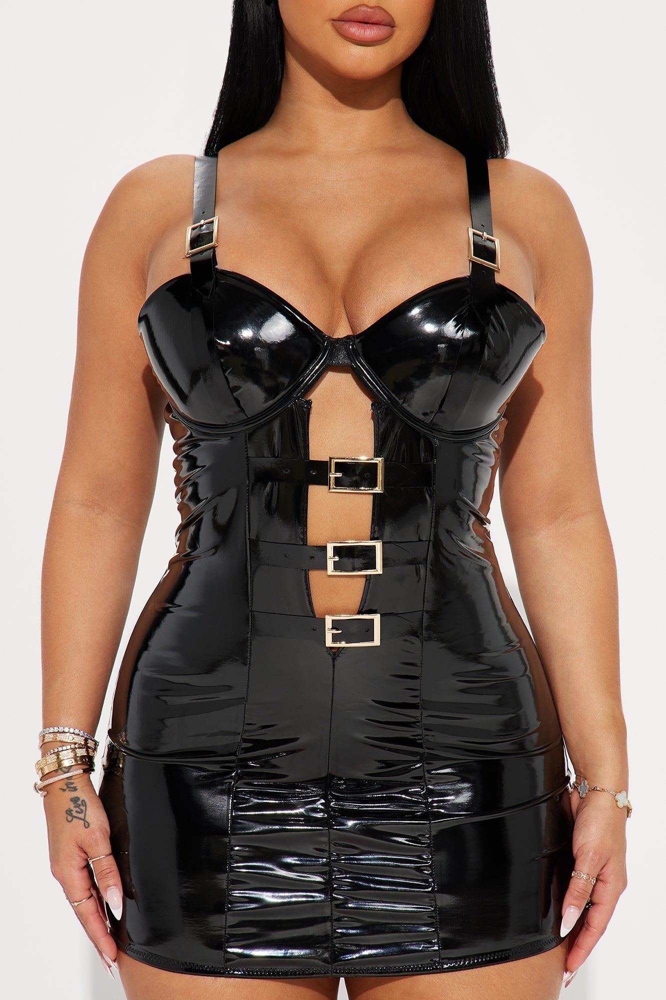 Your Favorite Night Liquid Vinyl Babydoll - Black sold by Fashion Nova product image thumbnail 2