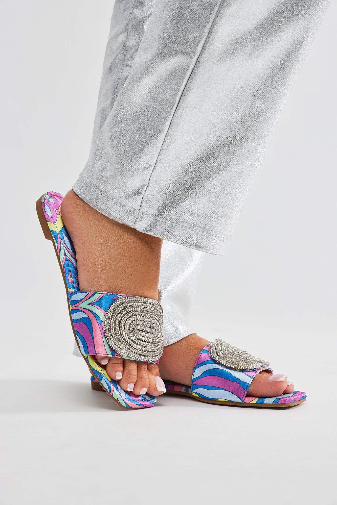 Regret Nothing Embellished Sandals - Blue/combo sold by Fashion Nova product image thumbnail 5
