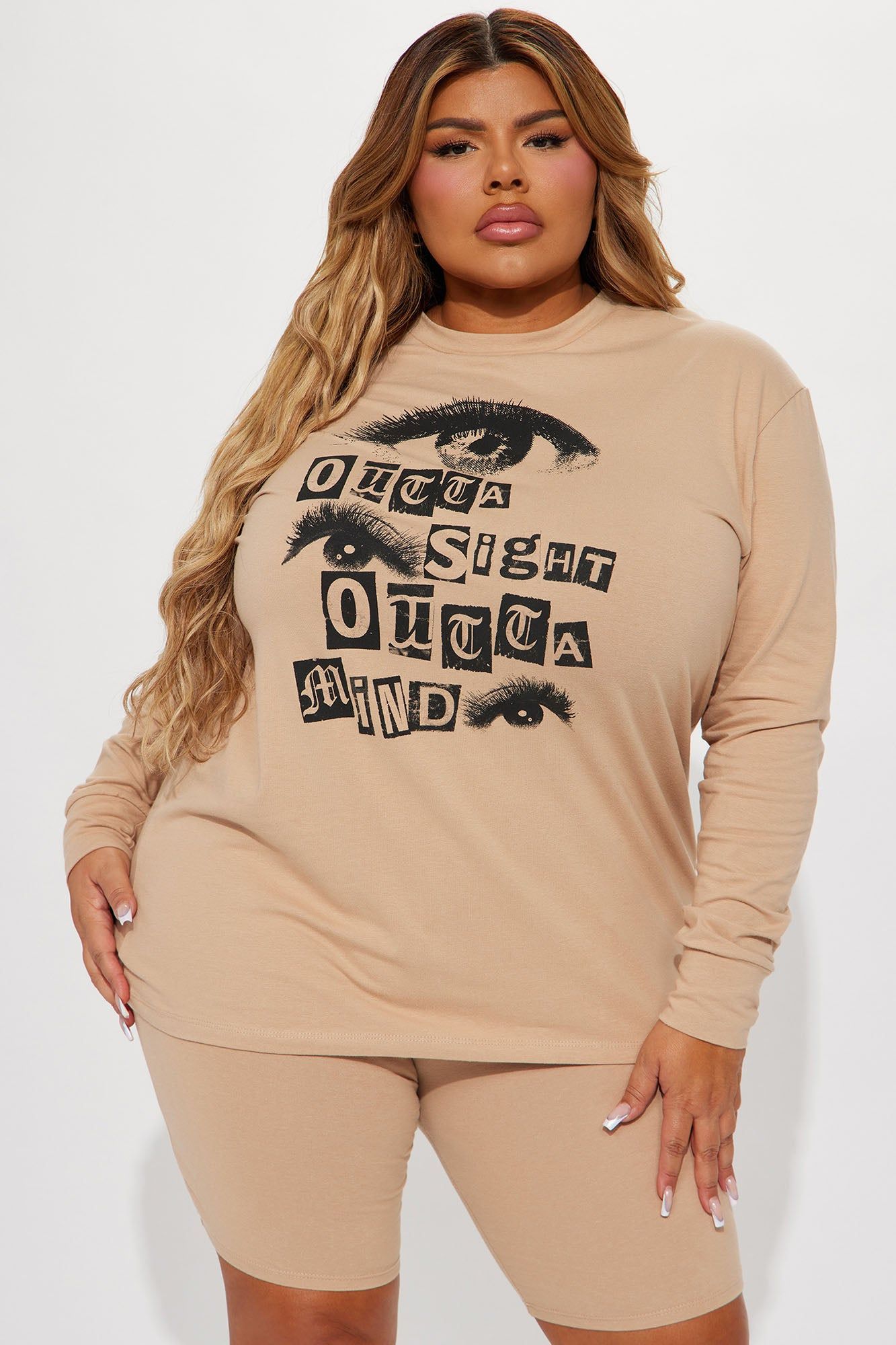 Outta Sight Outta Mind Biker Short Set - Taupe sold by Fashion Nova product image thumbnail 6