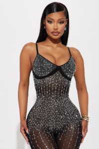 Tomorrow And Tonight Rhinestone Jumpsuit - Black sold by Fashion Nova