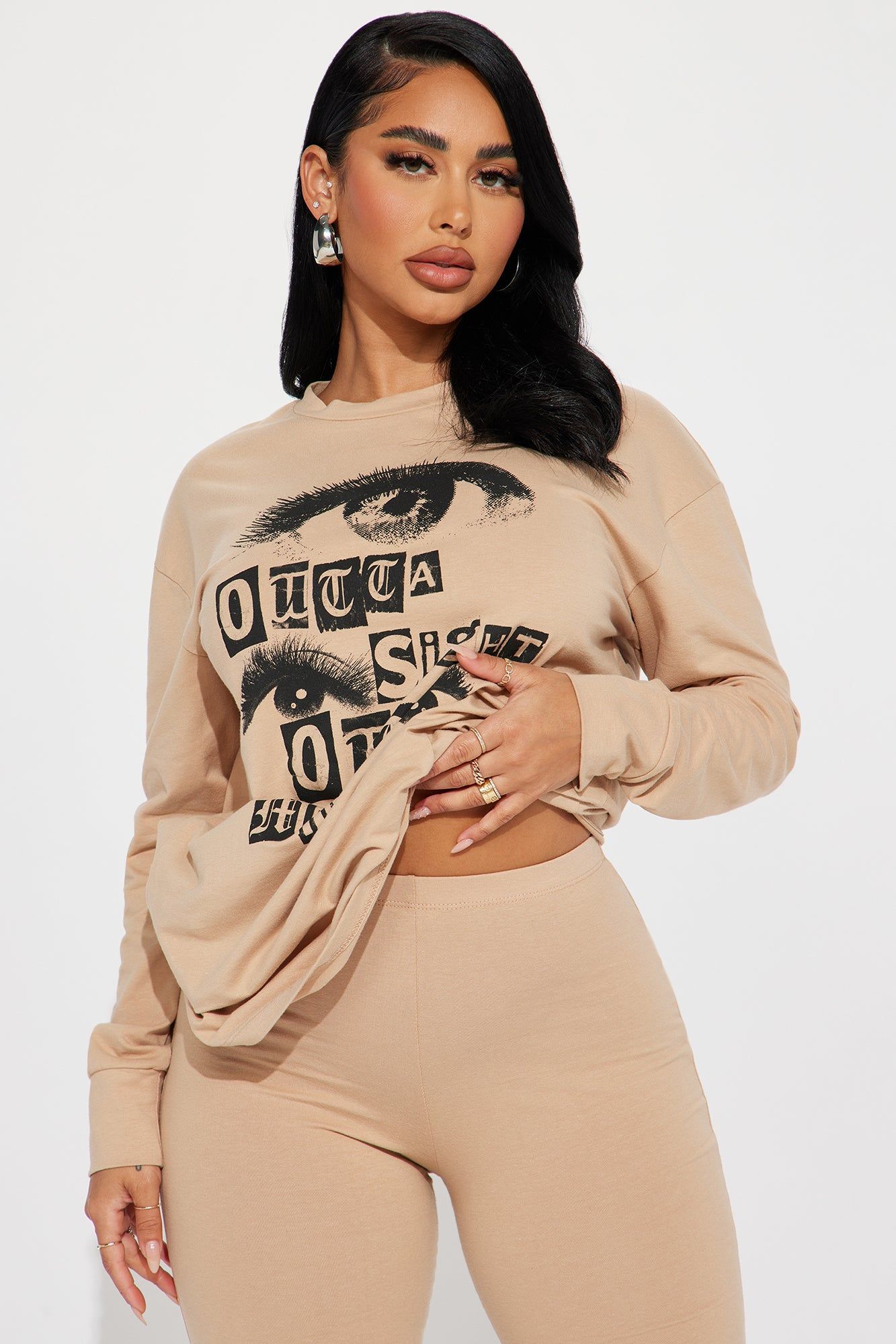 Outta Sight Outta Mind Biker Short Set - Taupe sold by Fashion Nova product image thumbnail 2