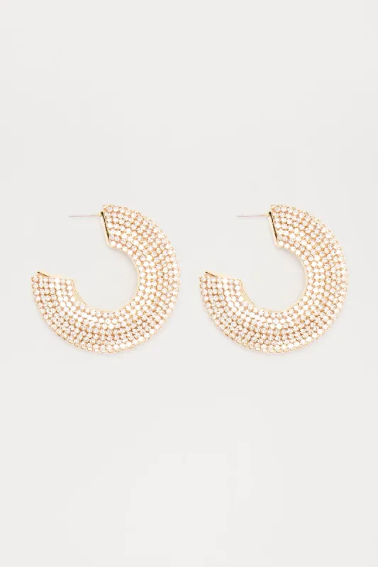 You're A Shining Star Hoop Earrings - Gold/Clear sold by Fashion Nova