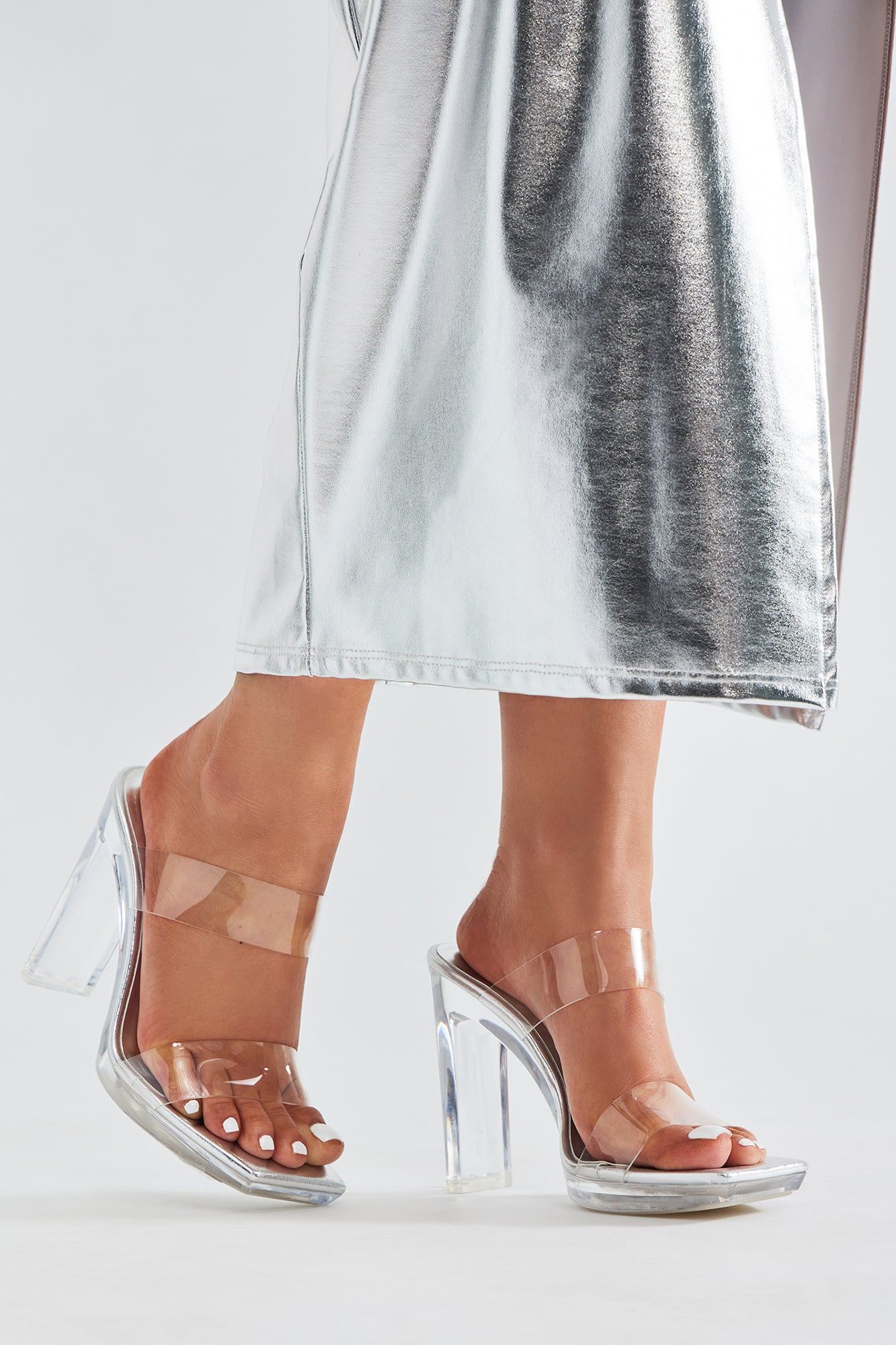 Level You Up Heeled Sandals - Silver sold by Fashion Nova