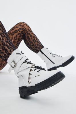 Down With It Combat Boots - White sold by Fashion Nova