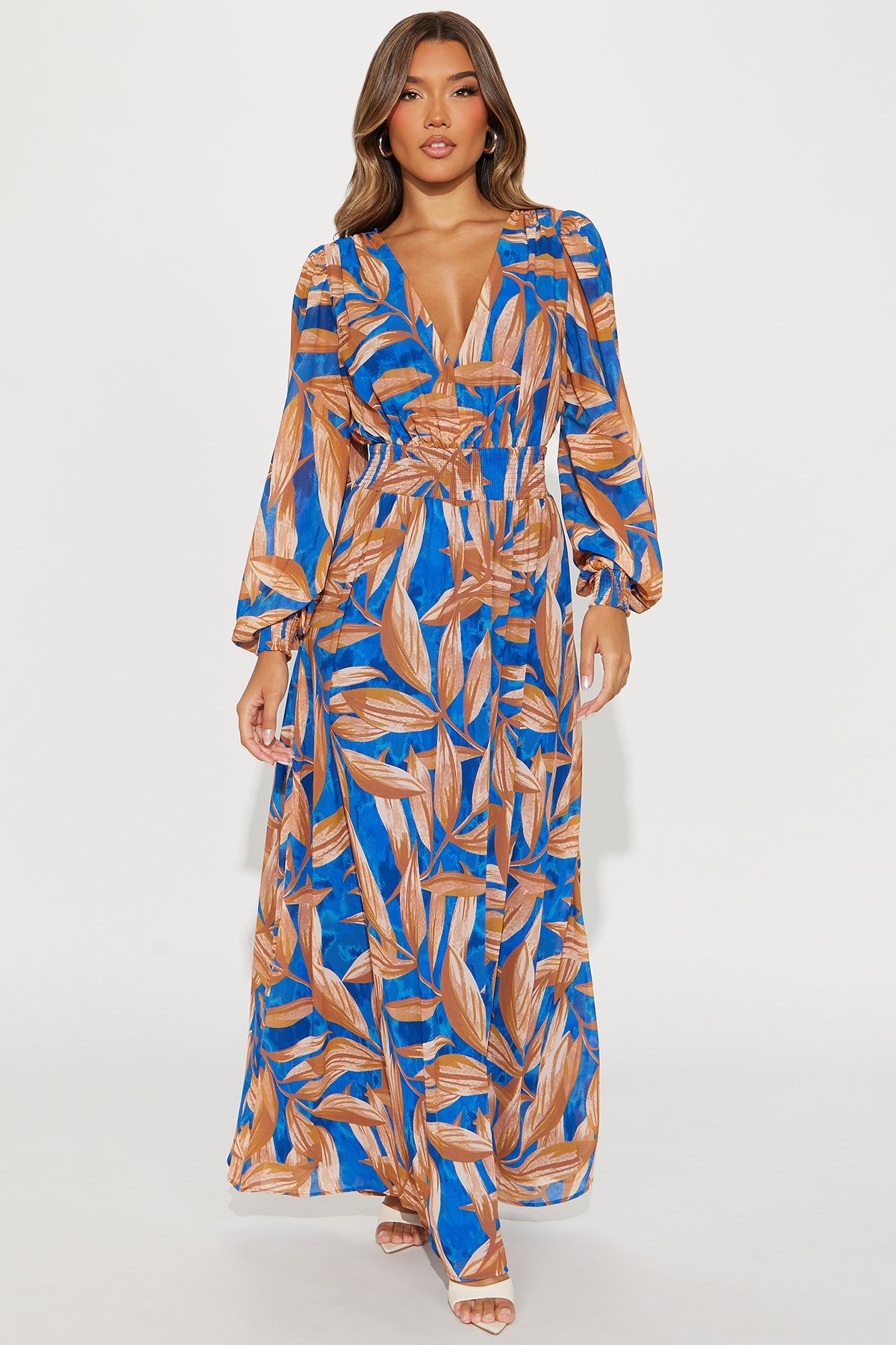 Palm Beach Getaway Maxi Dress - Blue/combo sold by Fashion Nova